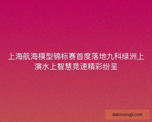 上海航海模型锦标赛首度落地九科绿洲上演水上智慧竞速精彩纷呈