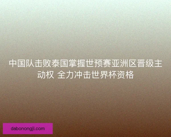中国队击败泰国掌握世预赛亚洲区晋级主动权 全力冲击世界杯资格 中国队击败泰国掌握世预赛亚洲区晋级主动权 全力冲击世界杯资格