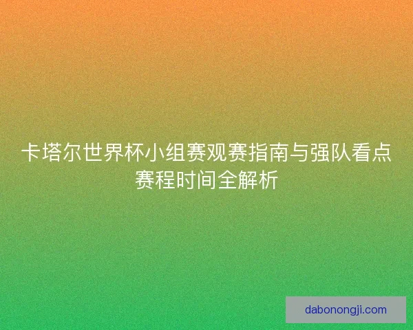 卡塔尔世界杯小组赛观赛指南与强队看点赛程时间全解析 卡塔尔世界杯小组赛观赛指南与强队看点赛程时间全解析