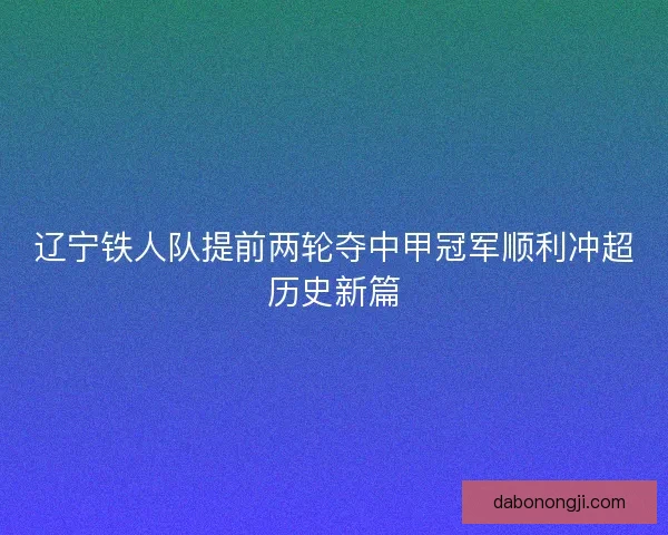 辽宁铁人队提前两轮夺中甲冠军顺利冲超历史新篇 辽宁铁人队提前两轮夺中甲冠军顺利冲超历史新篇