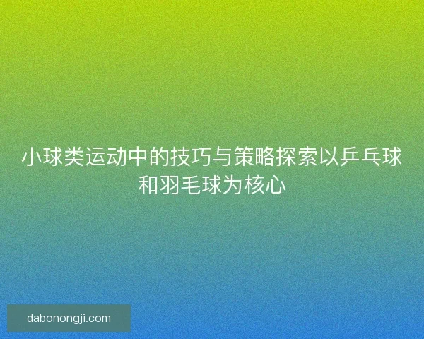 小球类运动中的技巧与策略探索以乒乓球和羽毛球为核心 小球类运动中的技巧与策略探索以乒乓球和羽毛球为核心